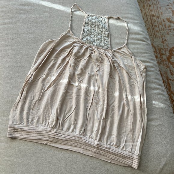 Express Spaghetti Strap Lace Racerback Tank in Cream Sz L - Picture 2 of 7